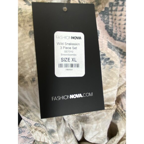 Wild Snakeskin 3 Piece Set By Fashion Nova Size XL Brown/Combo - Picture 6 of 9